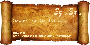 Szubotics Szilveszter névjegykártya